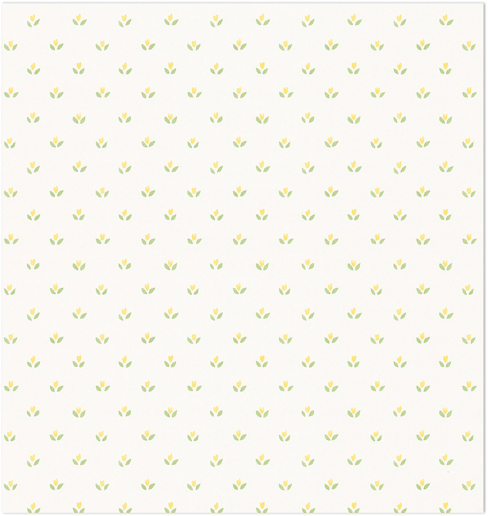 Yellow flower ditty on white wallpaper
