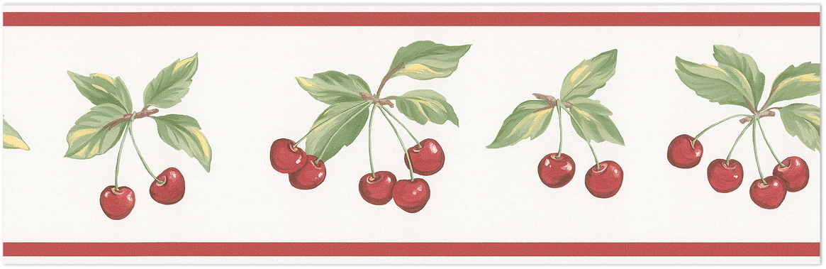 Cherry border on white background