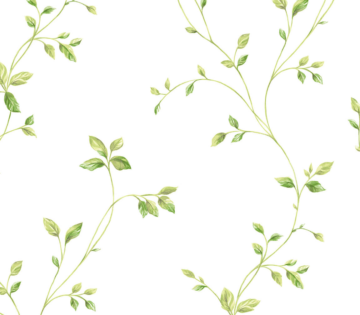 leaves trail on white wallpaper wallcovering
