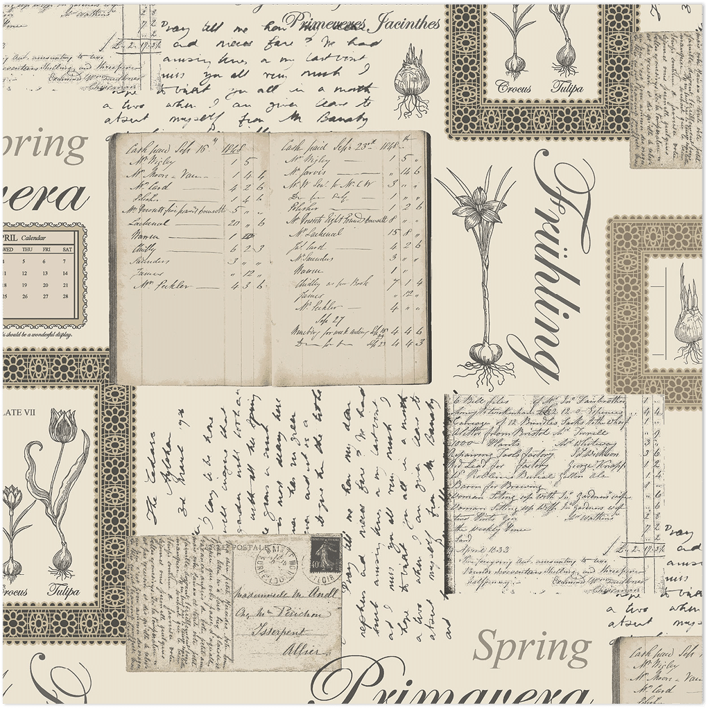 grey and black script on beige wallpaper