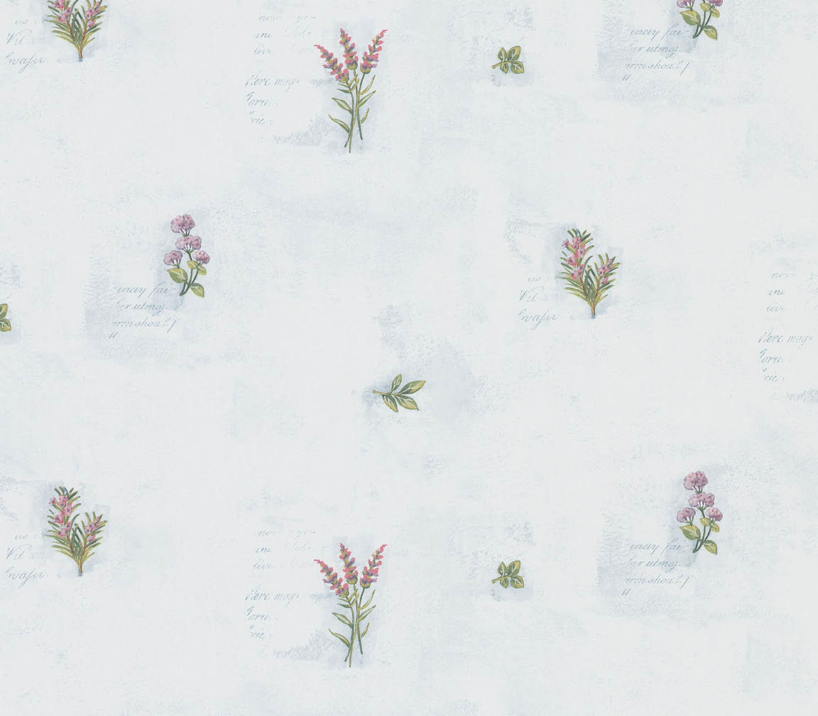 Blue background floral allover wallpaper
