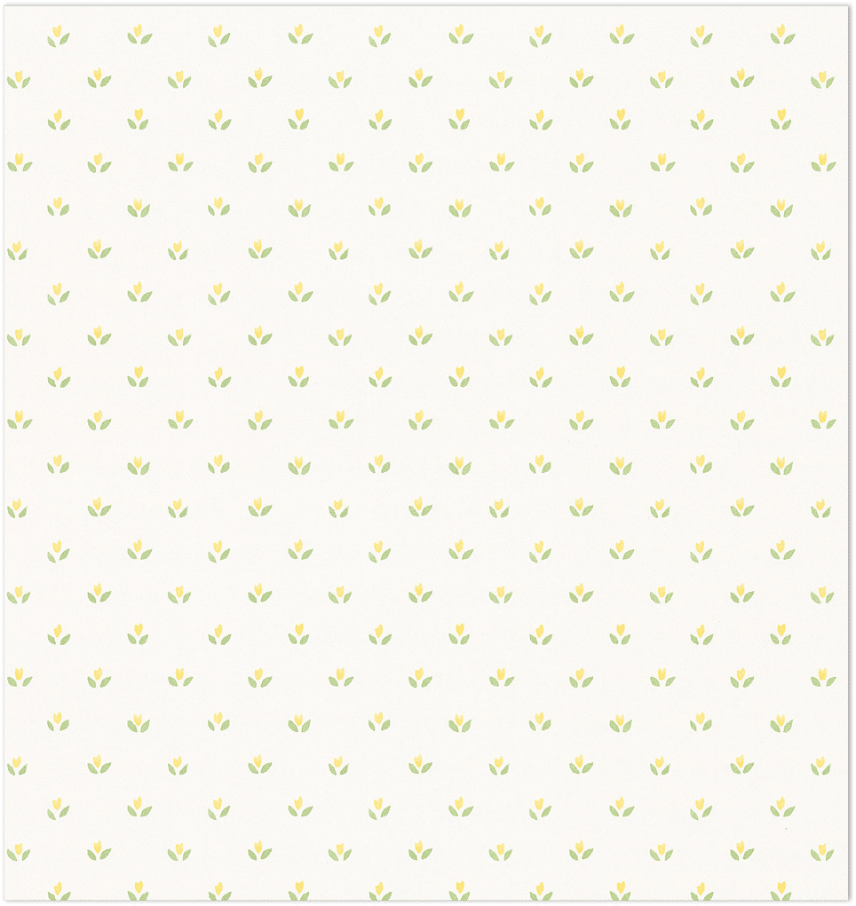 Yellow flower ditty on white wallpaper