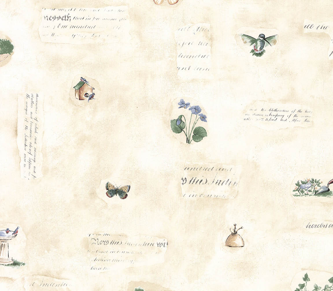 beige green blue red garden elements wallpaper