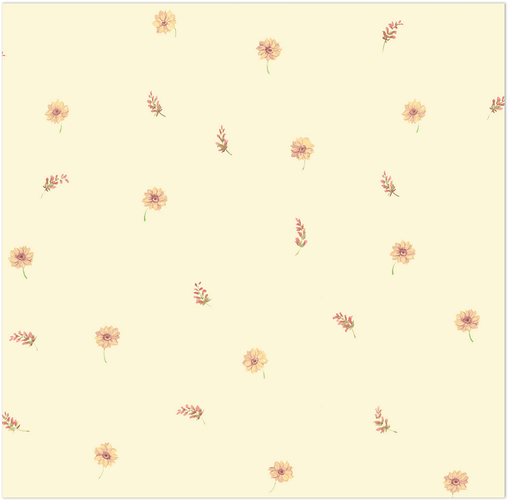 mini floral toss in red and yellow wallpaper