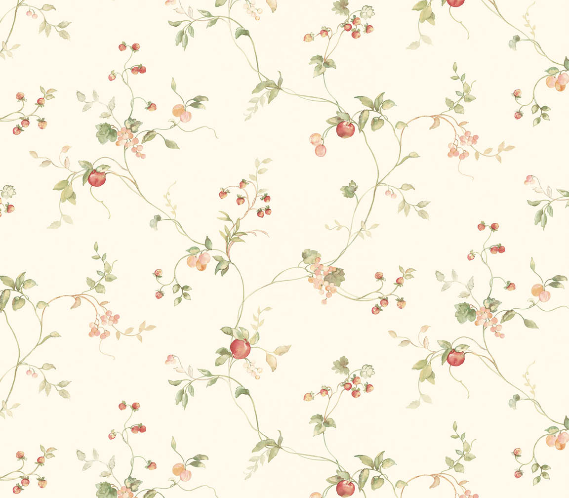 red and beige little fruit trail wallpaper