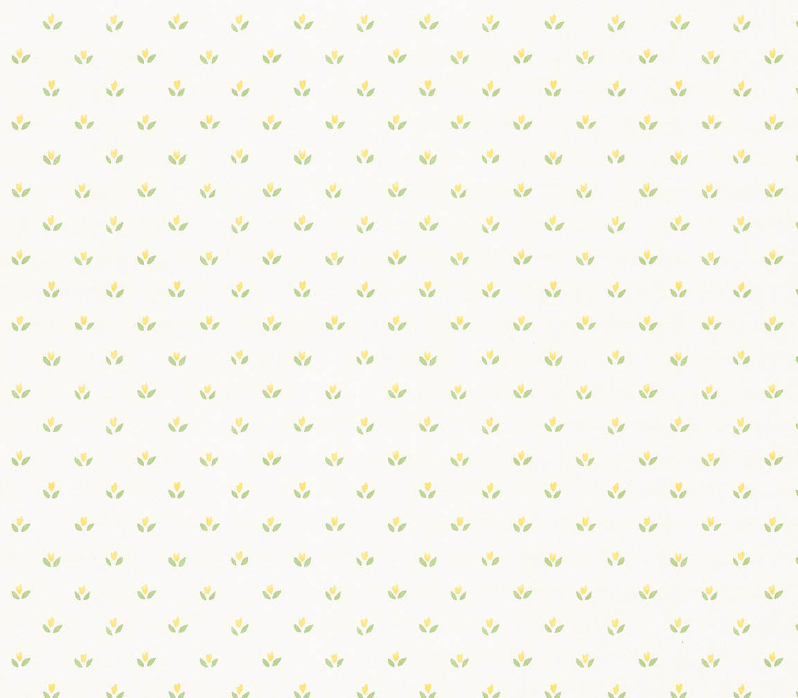 Yellow flower ditty on white wallpaper