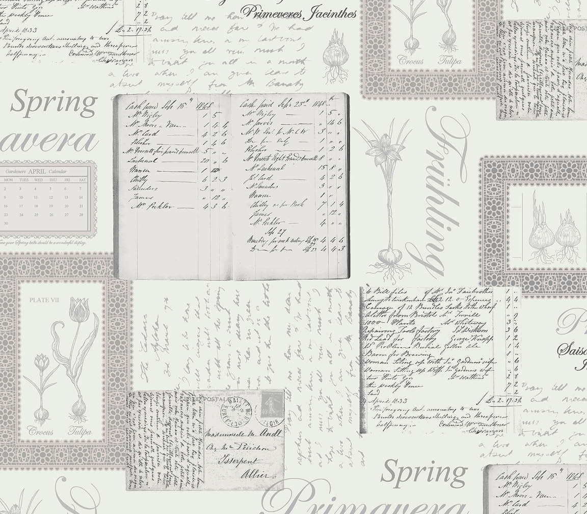 grey and black script on white wallpaper