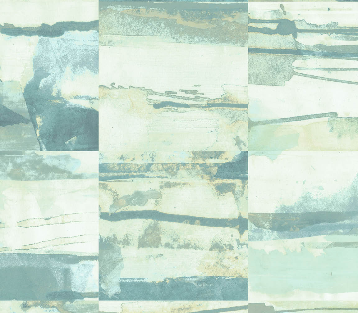 teal and green watercolor tile wallpaper