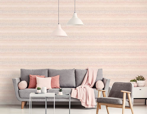 modern living room with textured vertical stripe wallpaper