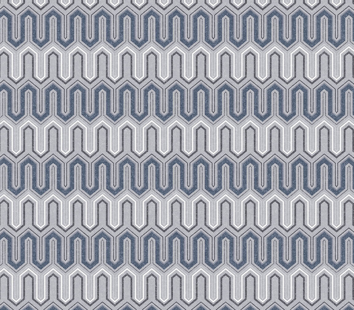 Navy and grey zig zag wallpaper