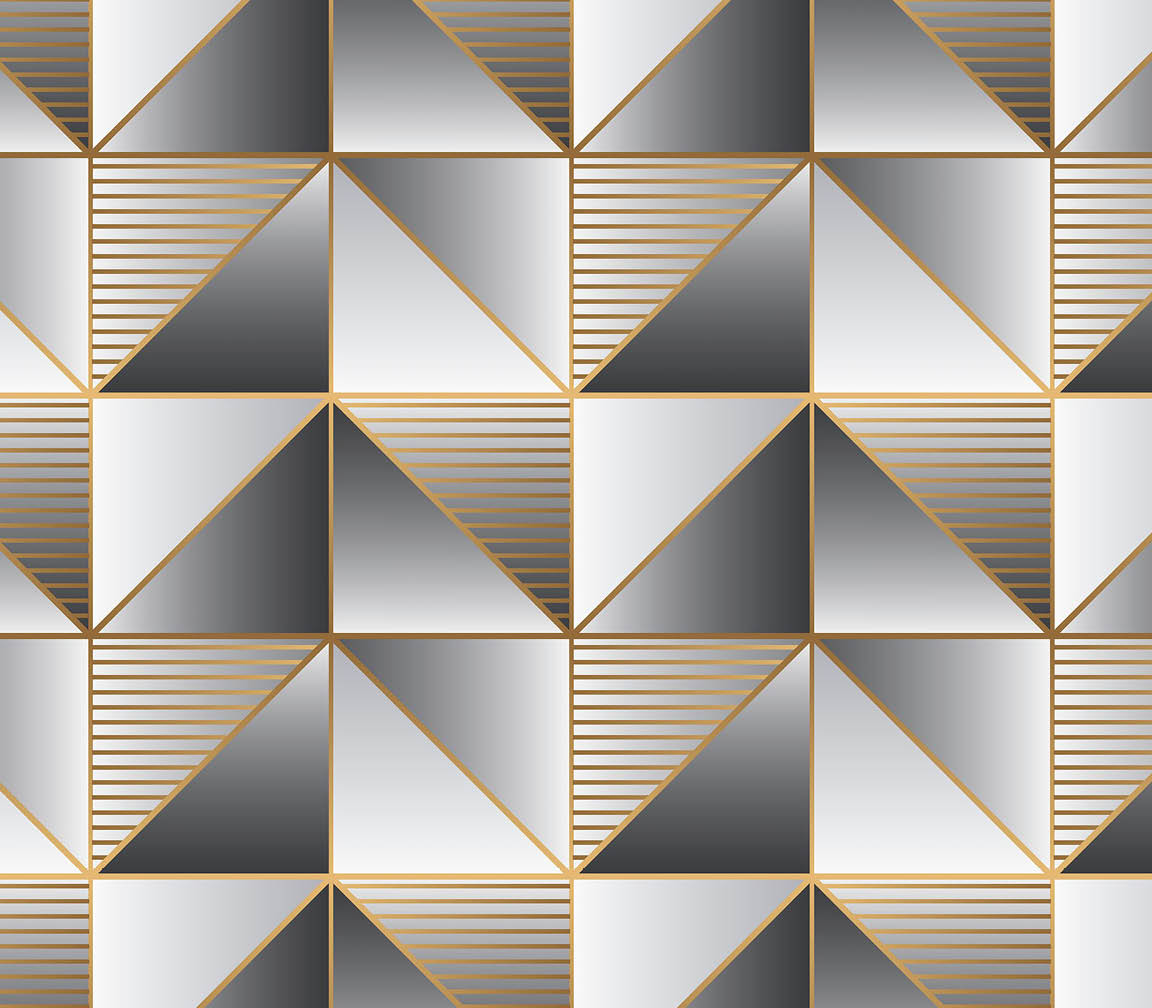 black and gold modern cubist wallpaper