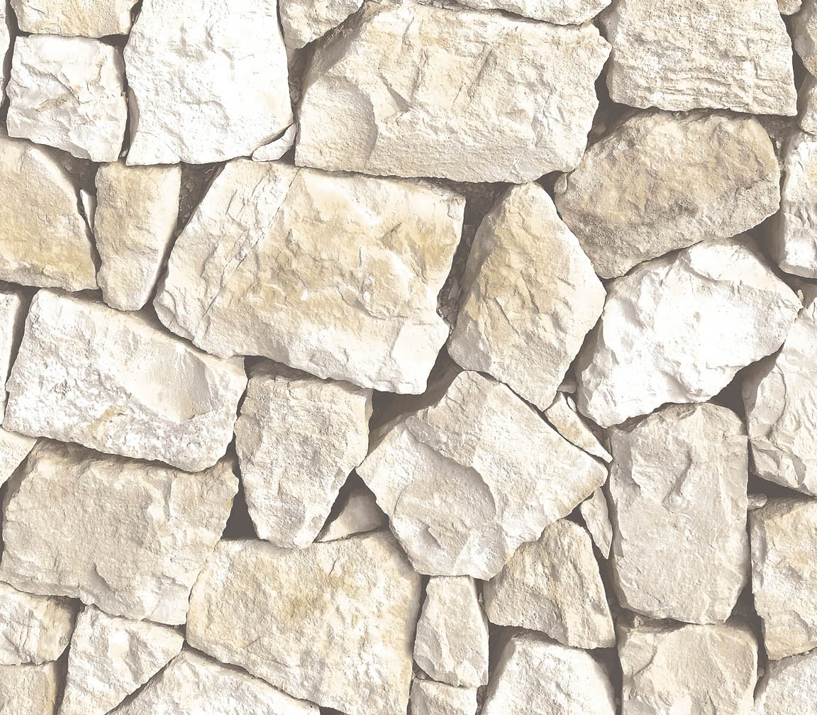 light ochre, brown and paper white Spanish stone wallpaper