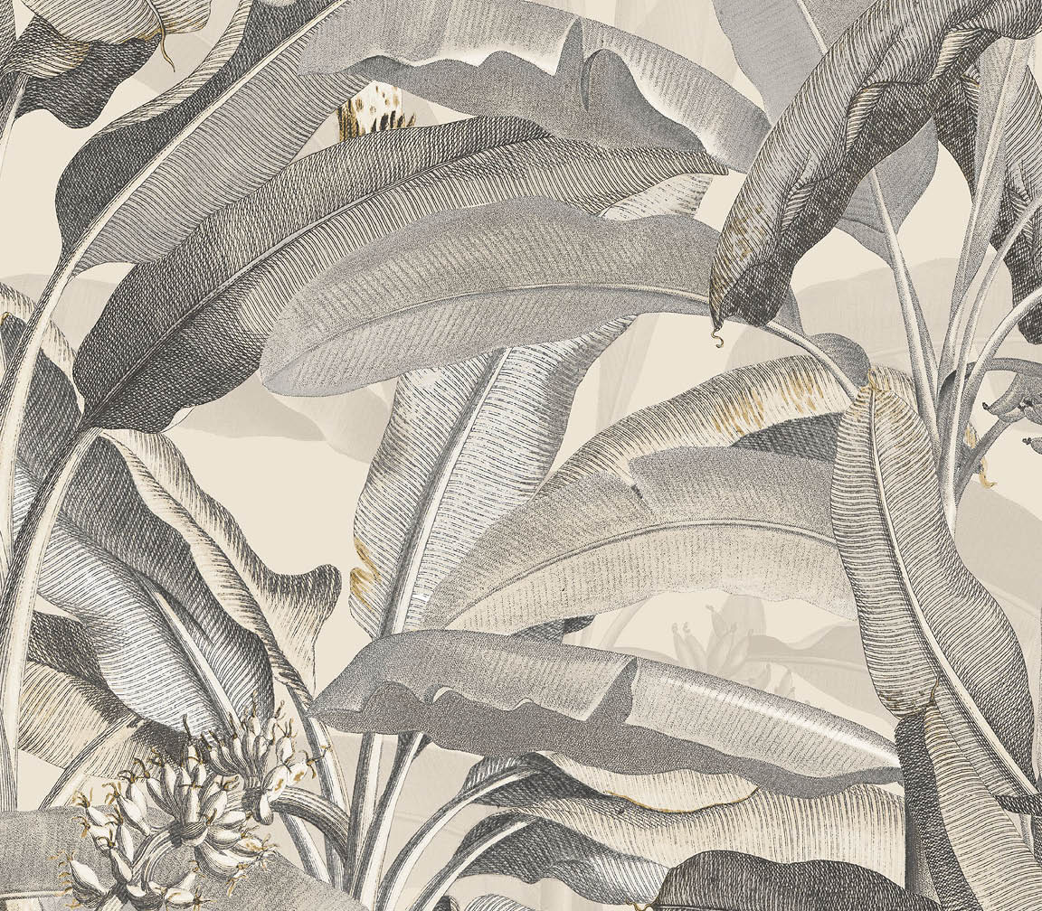 beige and black leaves wallpaper