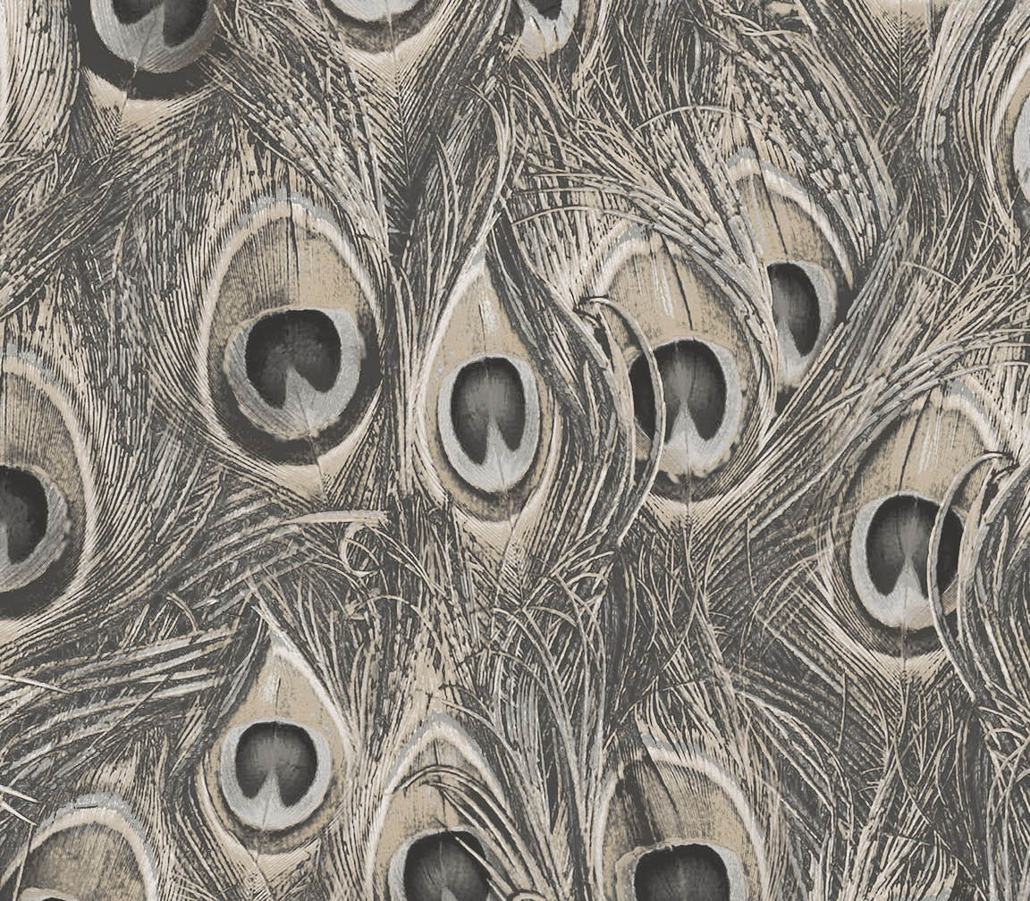 beige peacock wallpaper