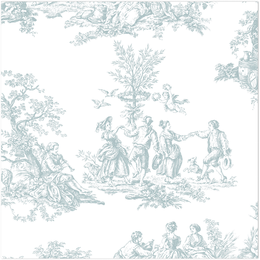 teal toile wallpaper