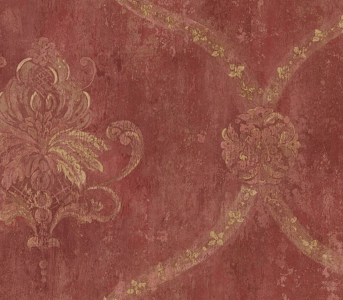Red damask wallpaper