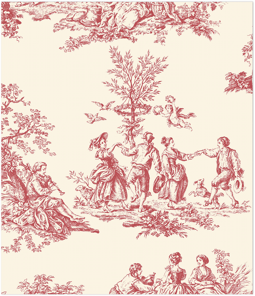 Red toile wallpaper
