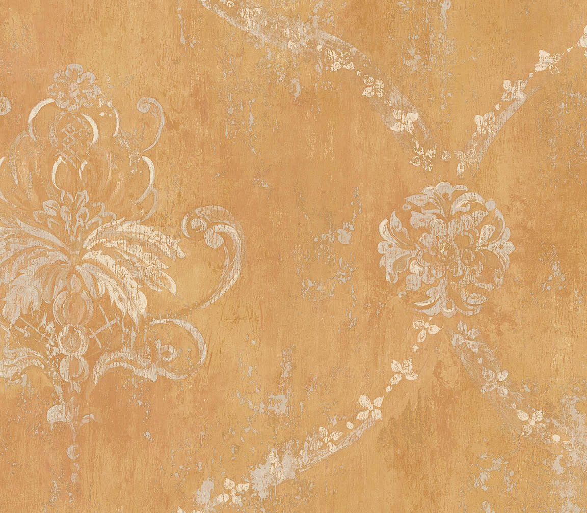 Yellow damask wallpaper