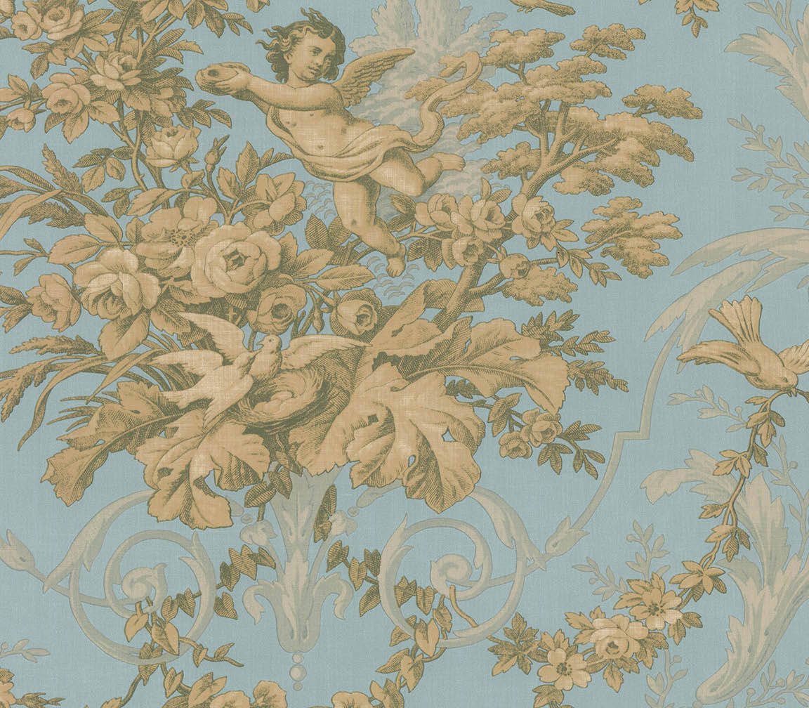 Teal damask wallpaper