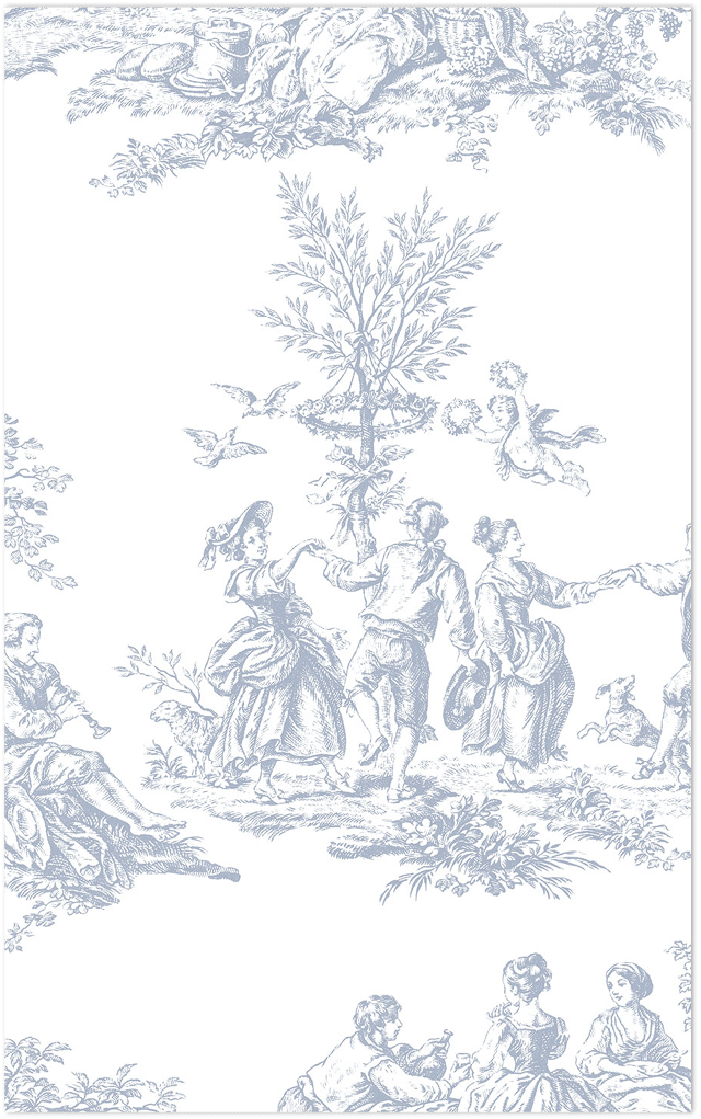 blue and white toile wallpaper