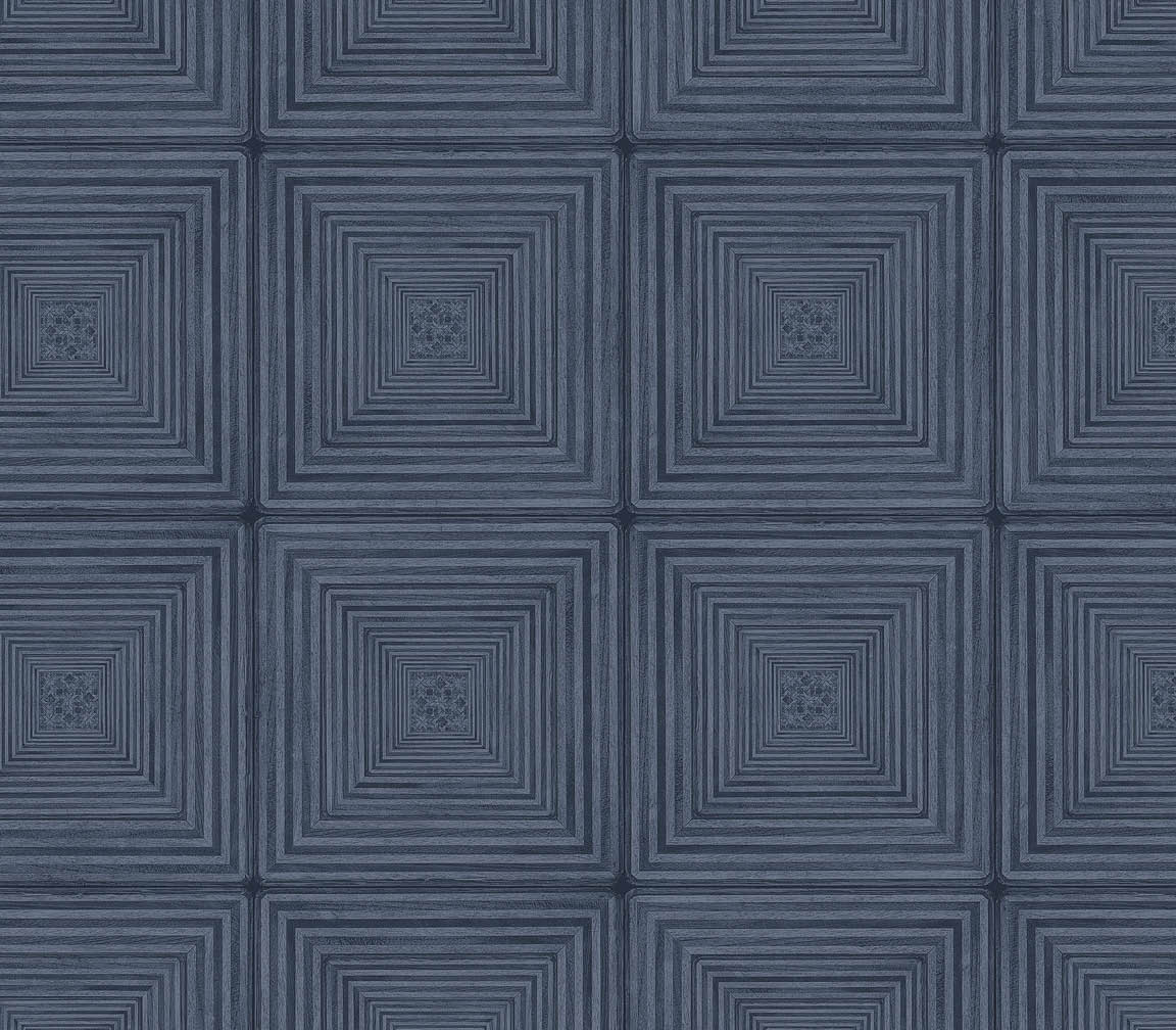blue wood inlay wallpaper