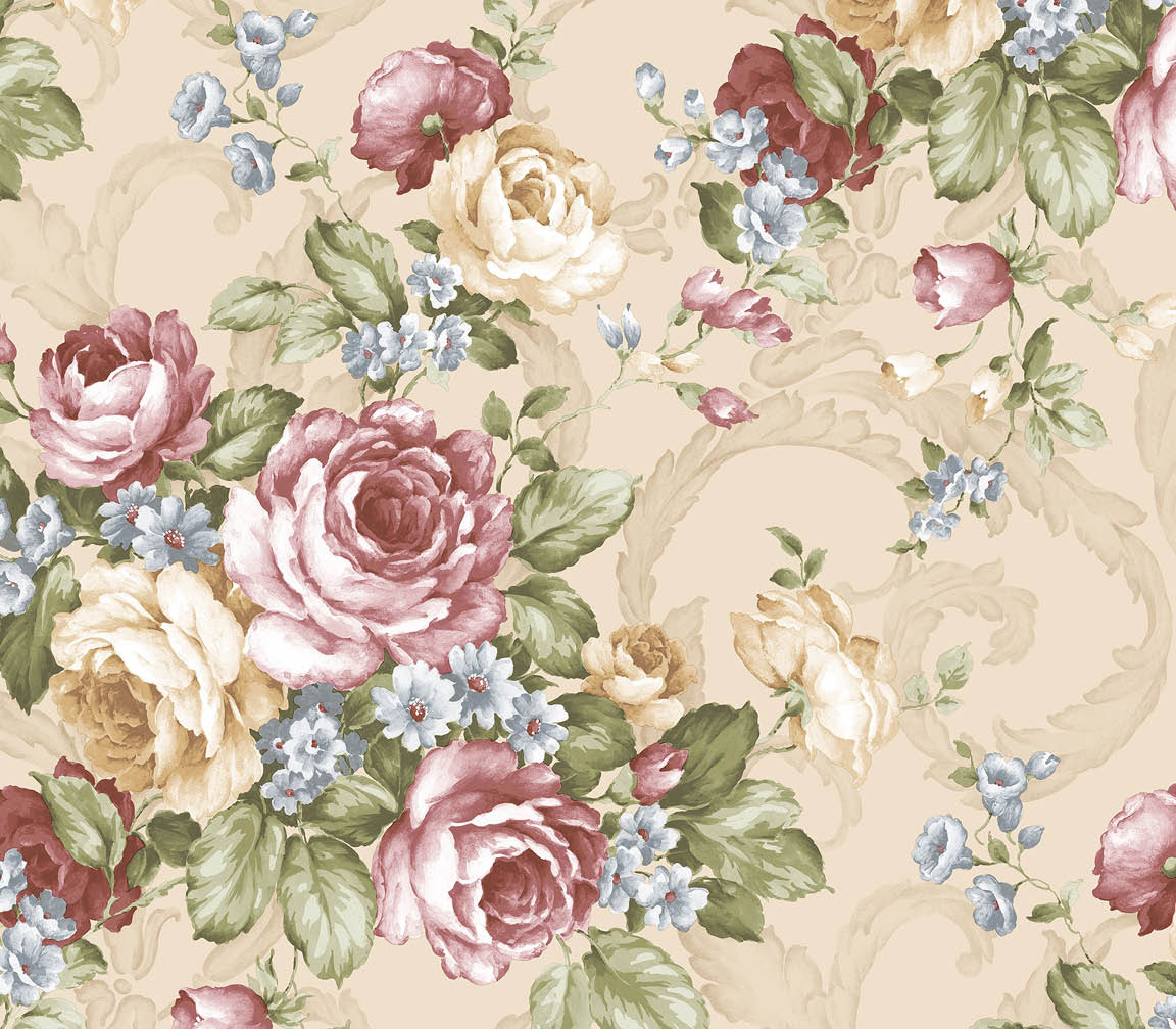 Jewel tone floral wallpaper