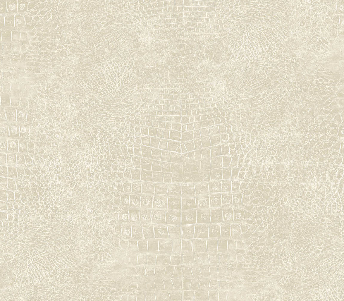 Putty crocodile textured in-register embossed wallpaper