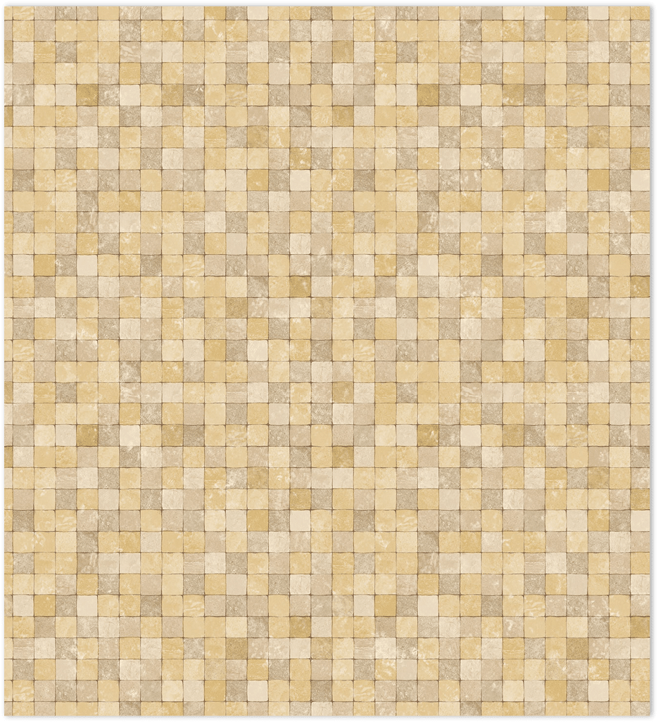 Ochre and metallic gold tessera mosiac tiles in-register embossed wallpaper