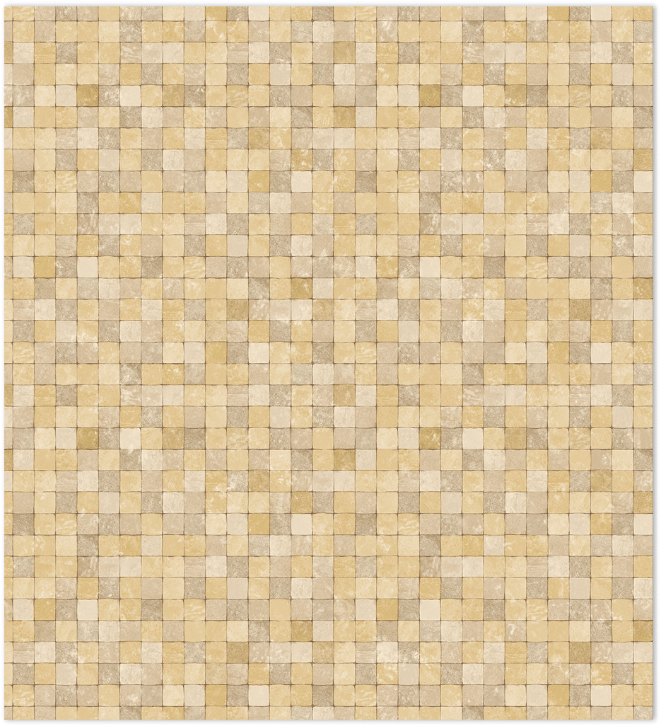Ochre and metallic gold tessera mosiac tiles in-register embossed wallpaper