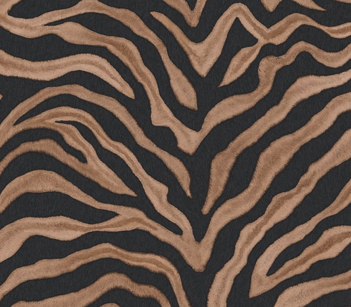 Black and tan zebra skin embossed wallpaper