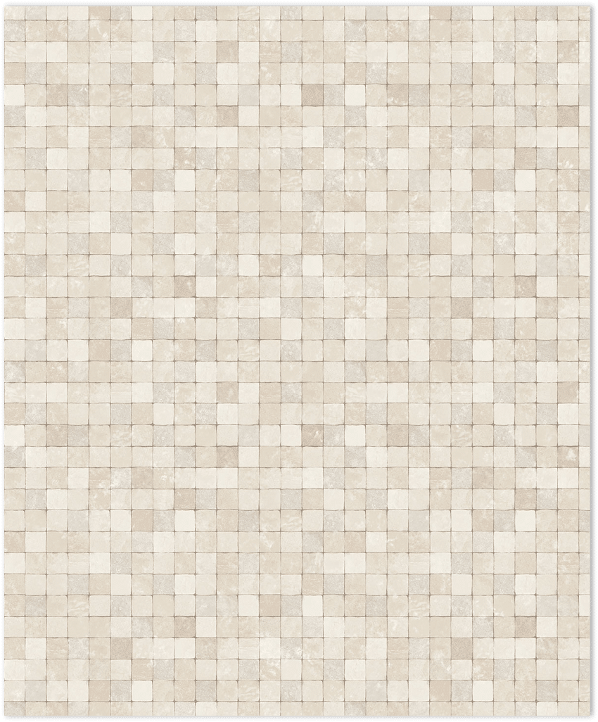 Tinted pearl and taupe tessera mosiac tiles in-register embossed wallpaper