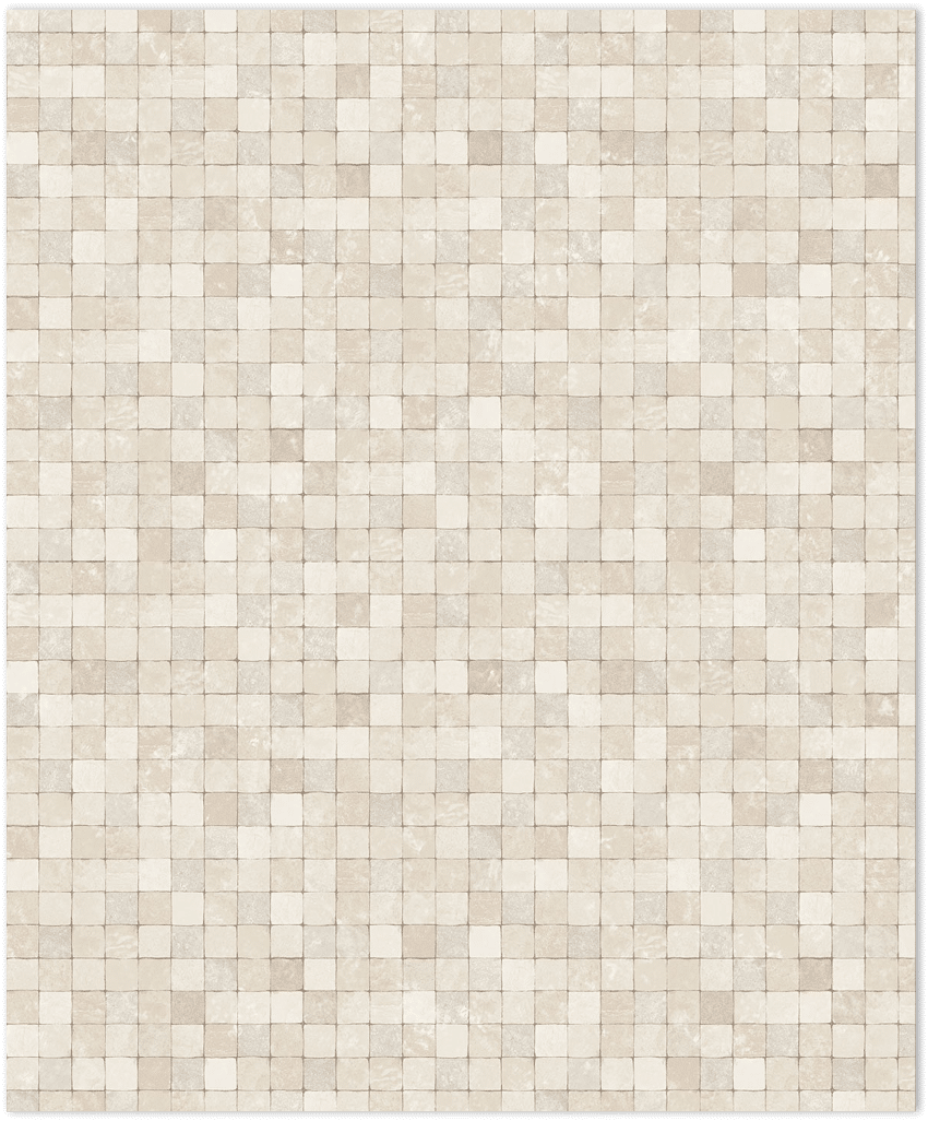 Tinted pearl and taupe tessera mosiac tiles in-register embossed wallpaper