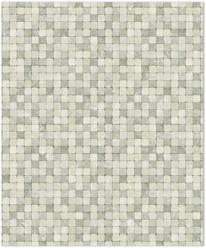 Green and turquoise tessera mosiac tiles in-register embossed wallpaper