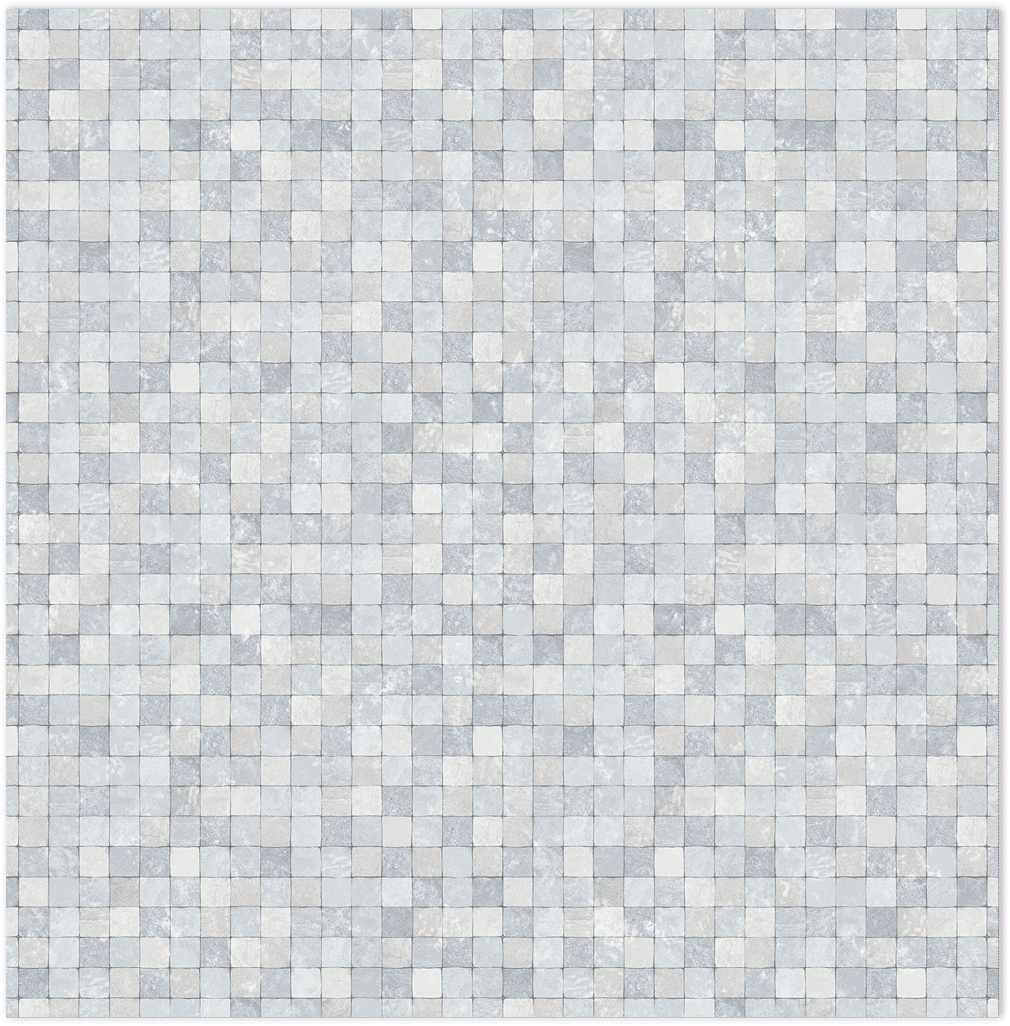 Blue tessera mosiac tiles in-register embossed wallpaper