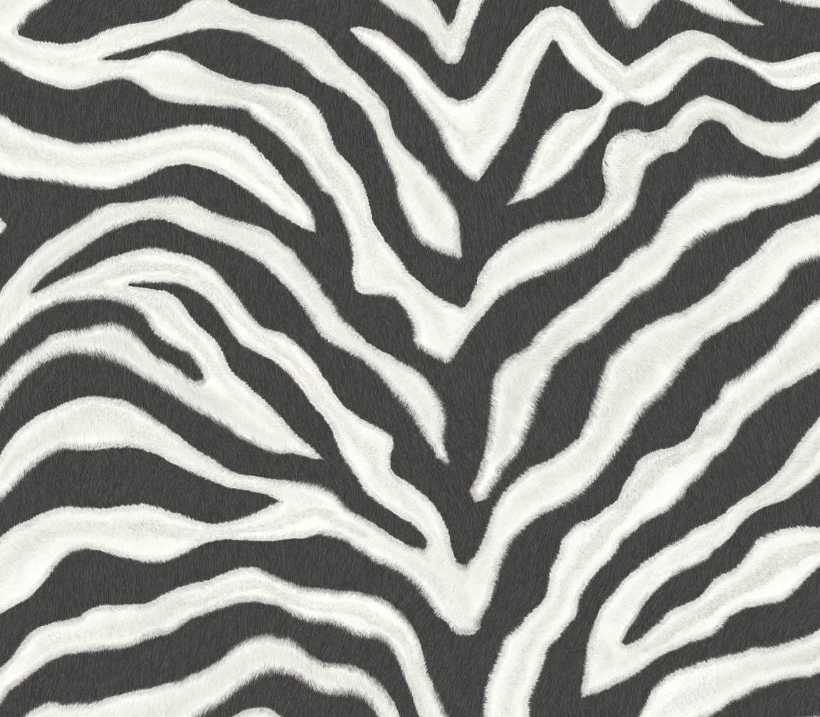 Black and white zebra skin embossed wallpaper