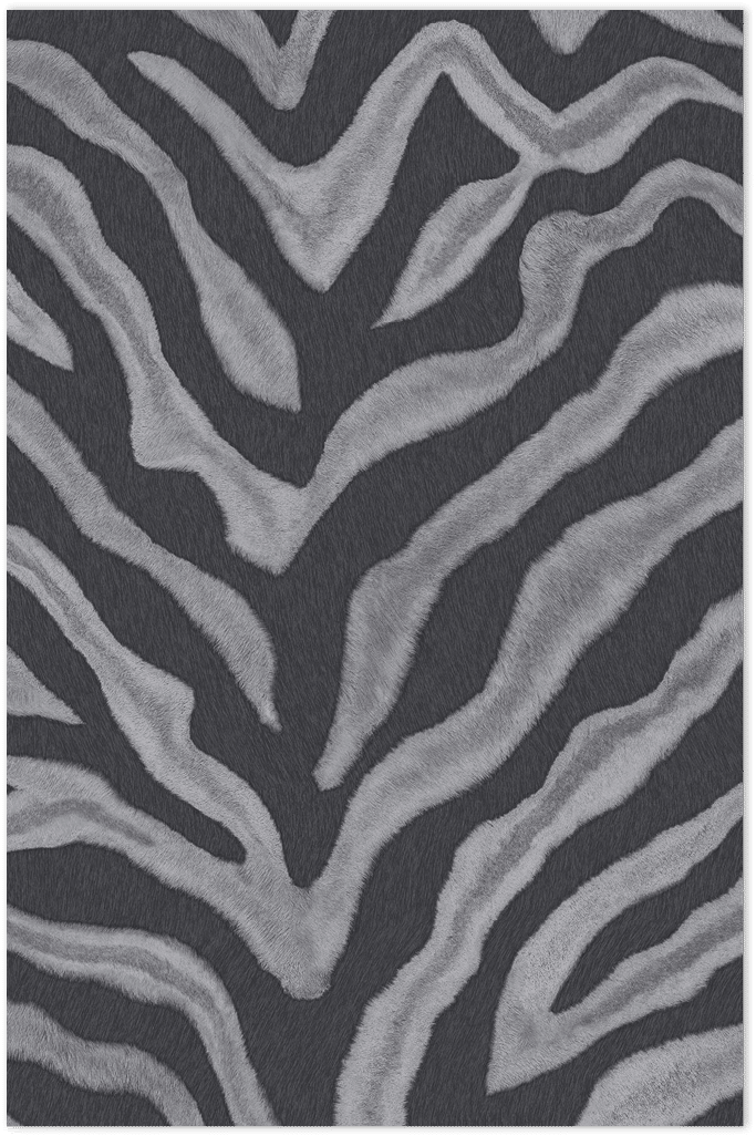 Black and grey zebra skin embossed wallpaper