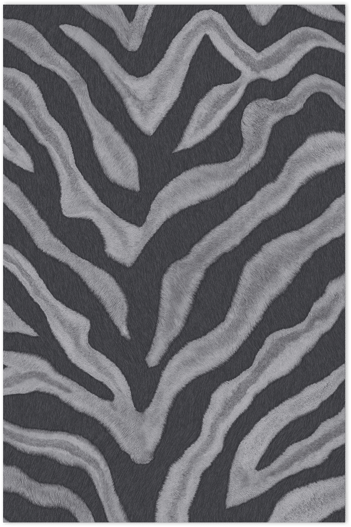 Black and grey zebra skin embossed wallpaper
