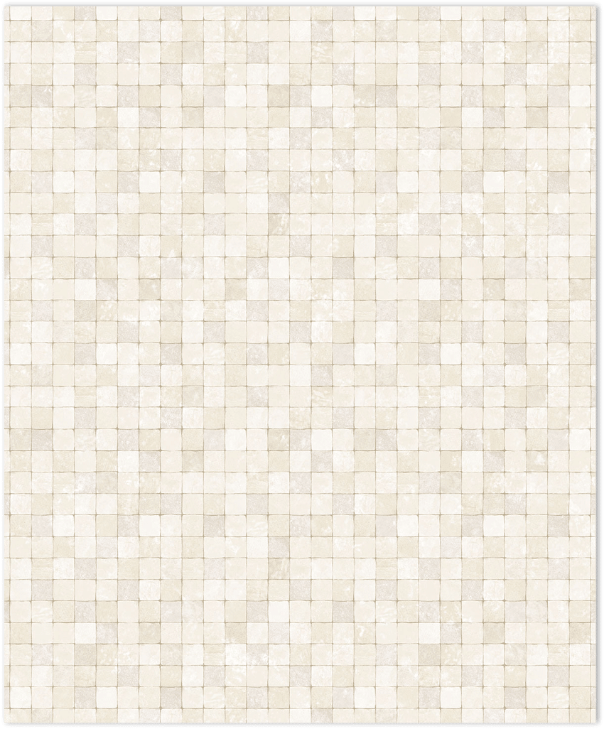 Cream tessera mosiac tiles in-register embossed wallpaper