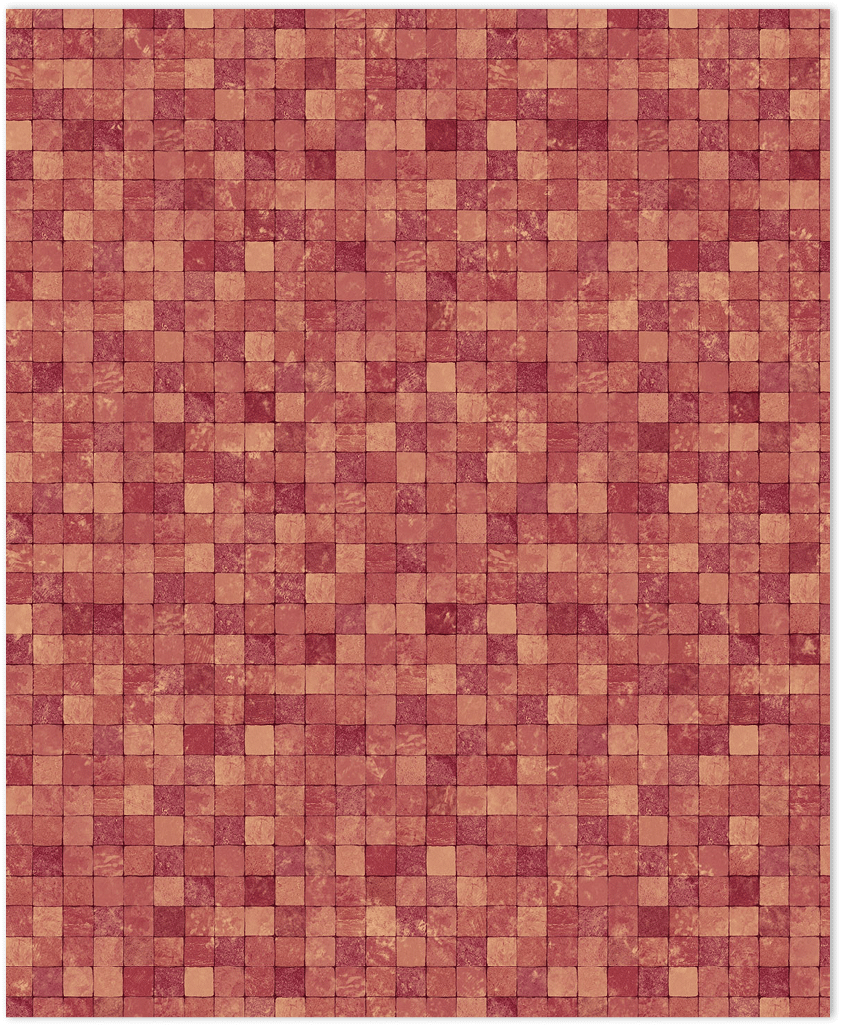 Red tessera mosiac tiles in-register embossed wallpaper