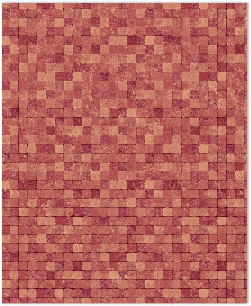 Red tessera mosiac tiles in-register embossed wallpaper