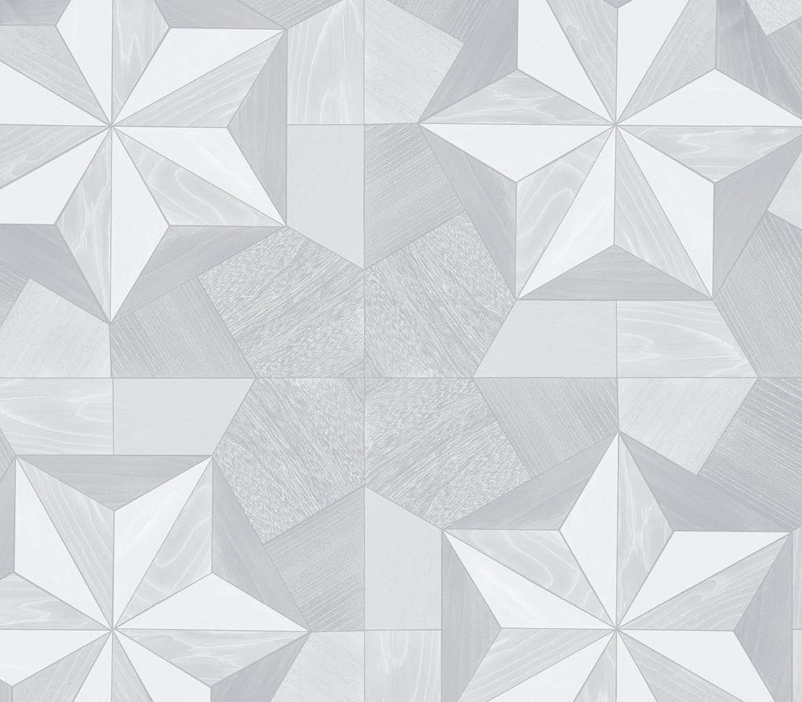 grey with metallic silver accents inlay wood wallpaper