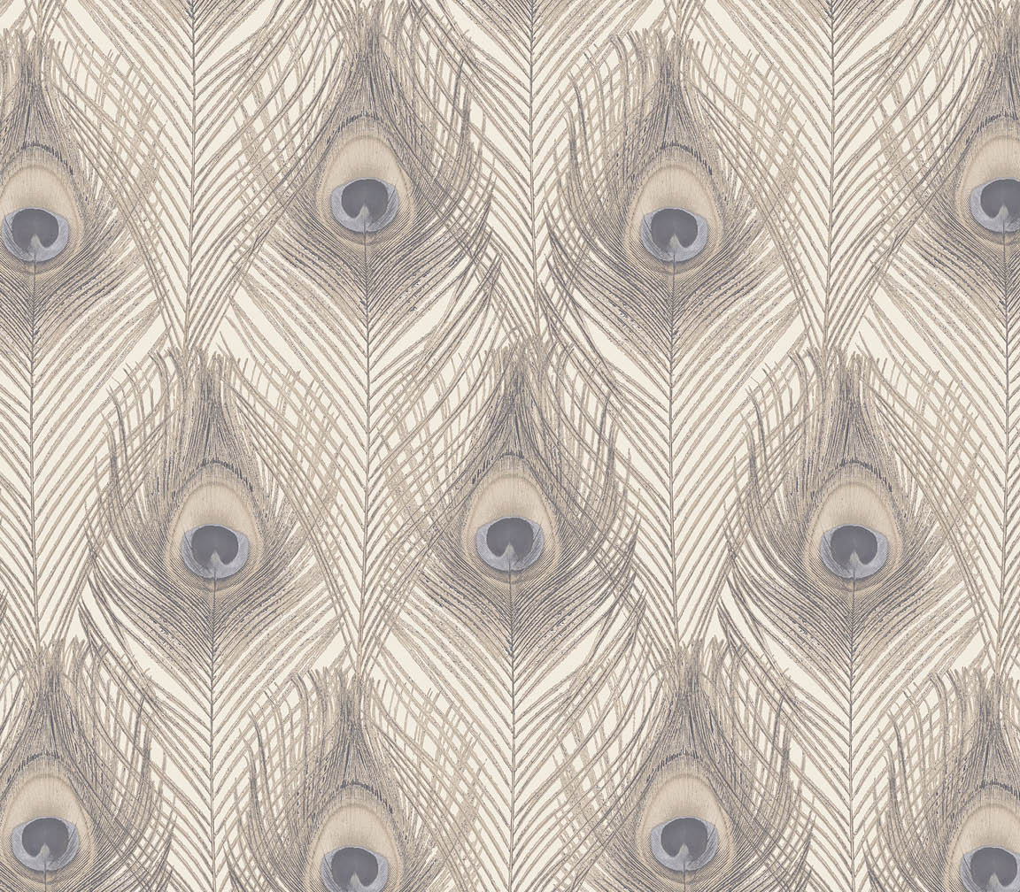 beige and grey peacock feathers wallpaper