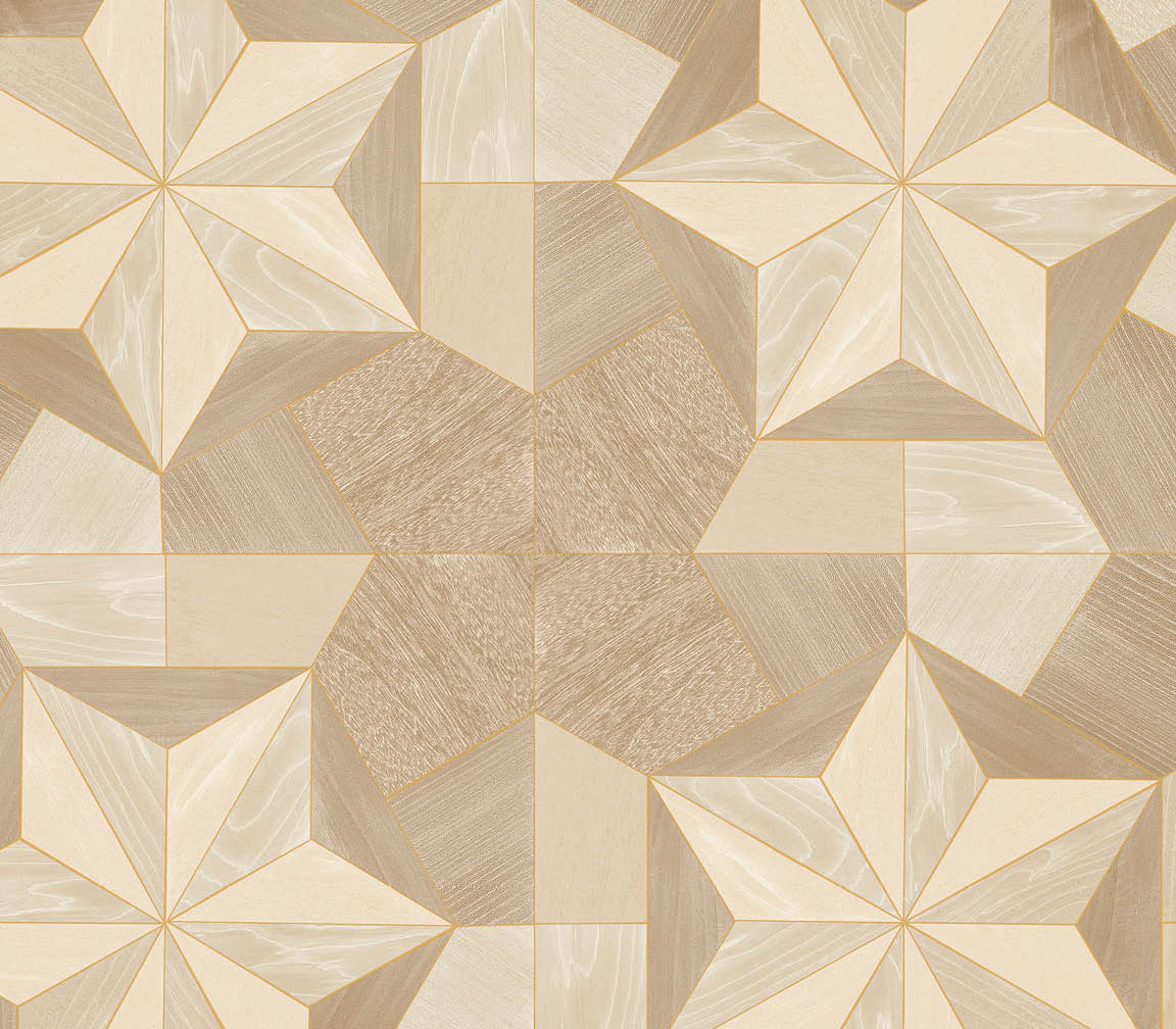 ochre with metallic gold accents inlay wood wallpaper