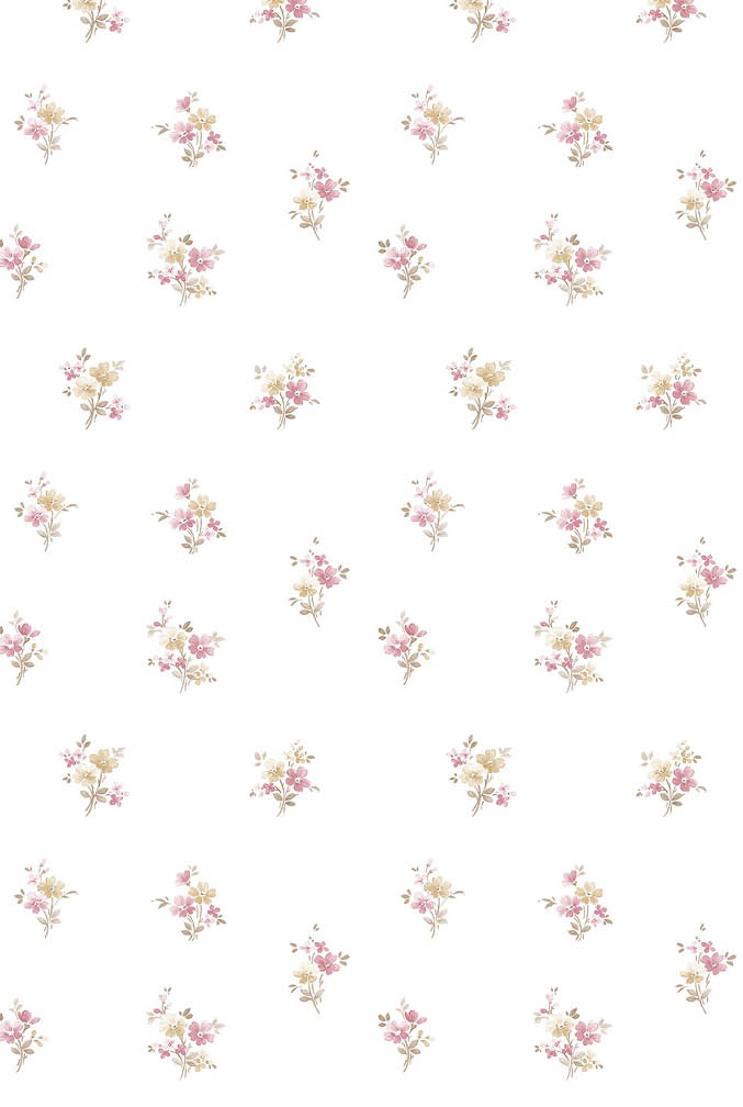 beige and red small print floral wallpaper