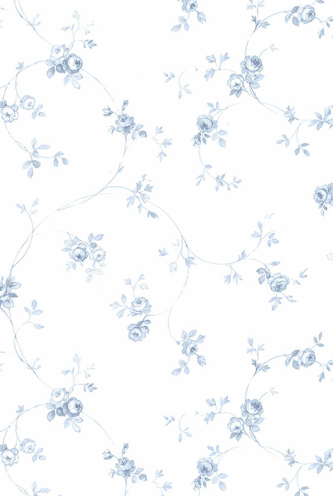 blue and white floral trail wallpaper