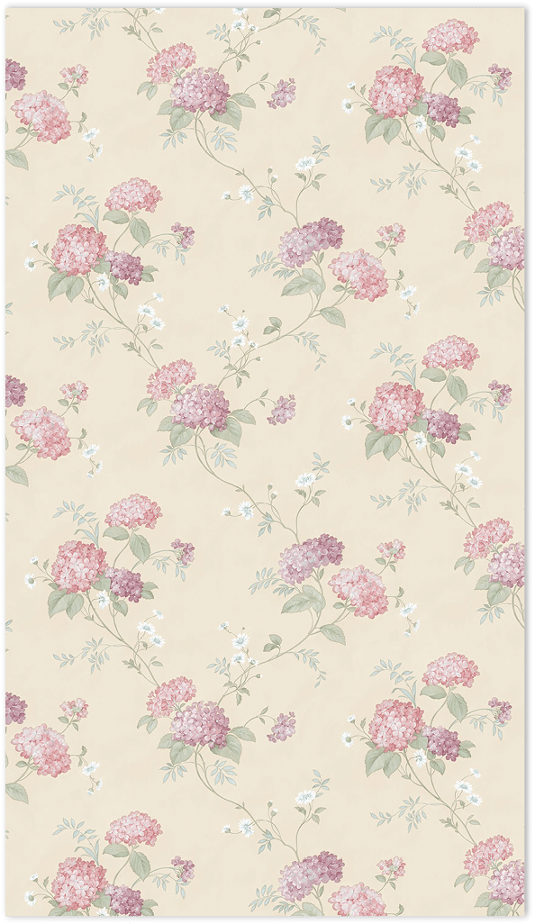 beige pink and plum mini hydrangea trail wallpaper