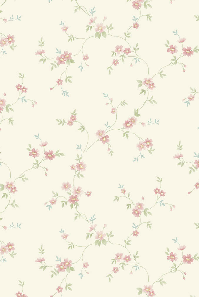 yellow and red floral trail wallpaper