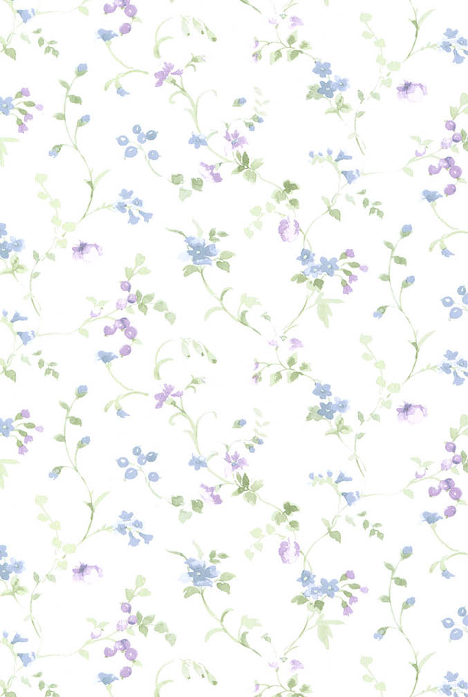 floral trail in blue and purple wallpaper