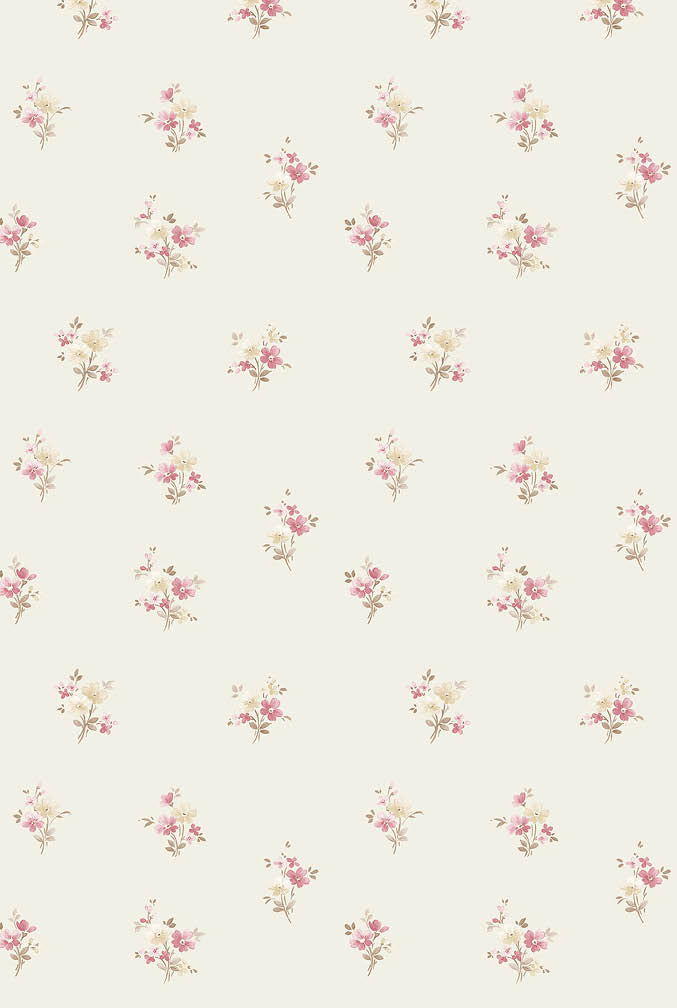 yellow and red small print floral wallpaper