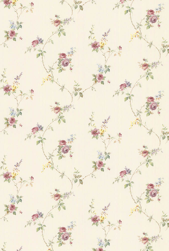 mini rose trail in red and beige wallpaper